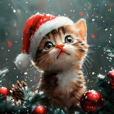 

Набор алмазной вышивки, Новогодний котенок / 70805