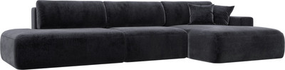 Диван угловой Лига Диванов Лига-036 НПБ Модерн Лонг правый / 127763 (велюр Tower 11 темно-серый) - 