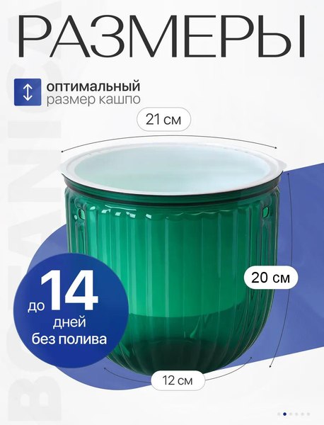 Кашпо BOTANICA Liana (16.5x15см, зеленый)