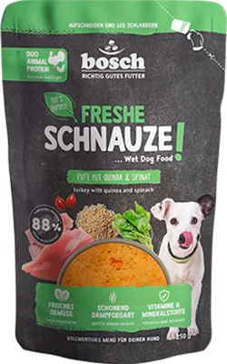 Влажный корм для собак Bosch Petfood Freshe Schnauze индейка с киноа и шпинатом (250г) - 