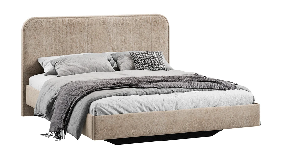 Каркас кровати ТриЯ Тиффани тип 1 140x200 (микровелюр Wellmart Dark Beige) — фото 1