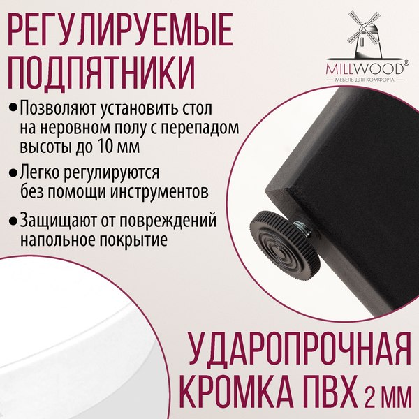 Обеденный стол Millwood Мюнхен 140х80 (белый/металл черный)