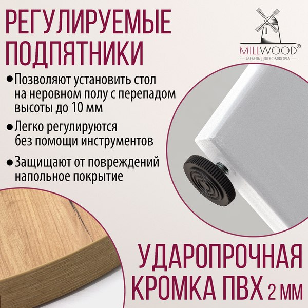 Обеденный стол Millwood Мюнхен 140х80 (дуб золотой Craft/металл белый)