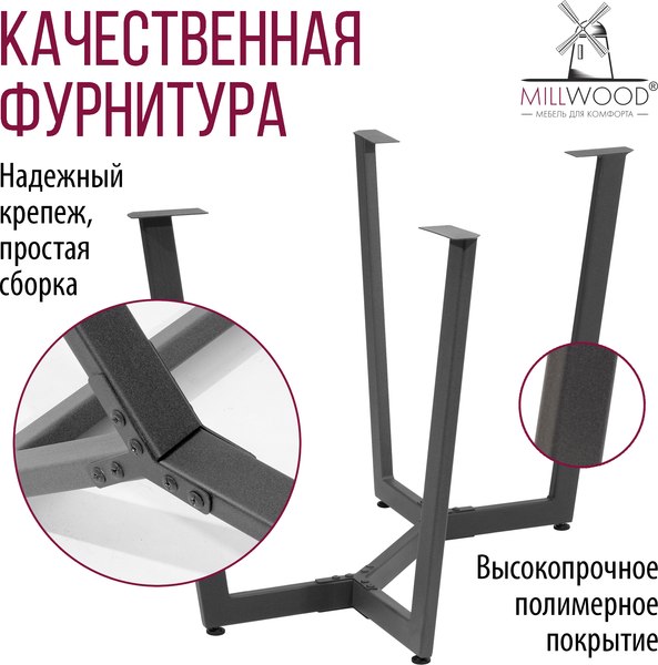 Обеденный стол Millwood Мюнхен 140х80 (бетон/графит)