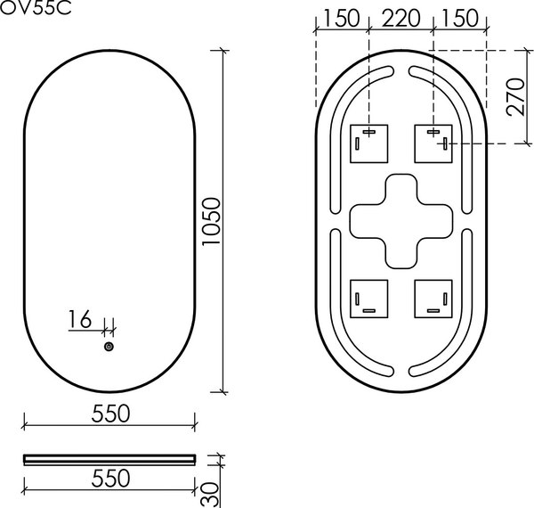 Купить Зеркало Sancos Oval 550х1050 / OV55C в Минске