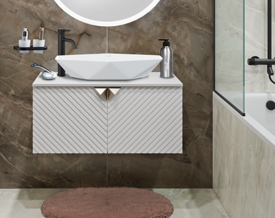 Тумба под умывальник Runo Андорра 70 (подвесная, белый матовый/белый глянец) -