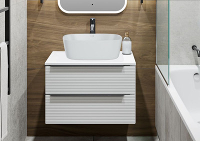 Тумба под умывальник Runo Орлеан 60 (подвесная, белый матовый/белый глянец) -