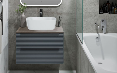 Тумба под умывальник Runo Орлеан 60 (подвесная, зеленый/дуб натуральный) -