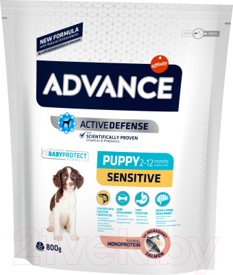 Сухой корм для собак Advance Puppy Sensitive с лососем и рисом (800г)