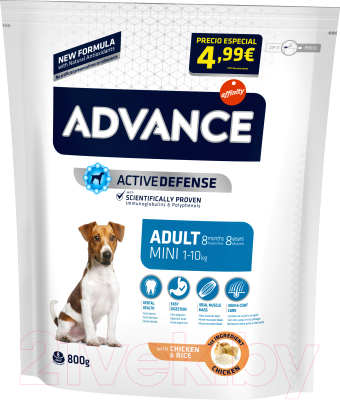 Сухой корм для собак Advance Mini Adult с курицей и рисом (800г)