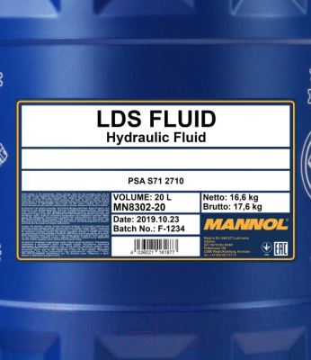 Жидкость гидравлическая Mannol LDS Fluid / MN8302-20 (20л)