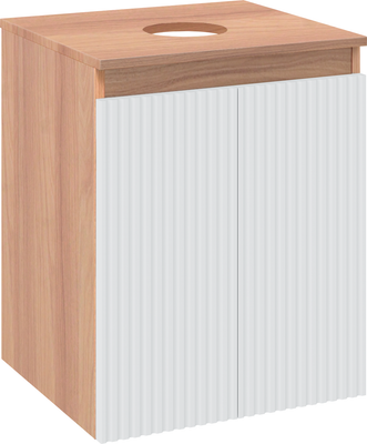 Тумба под умывальник Runo Соренто 50 Тренто 50 вертикаль (подвесная, крафтовый дуб/белый) - 