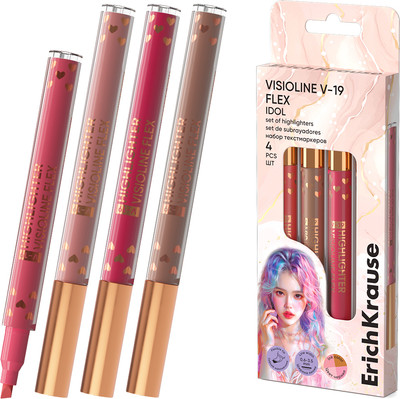 Набор маркеров Erich Krause Visioline V-19 Flex Idol / 63374 (4шт) -