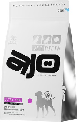 Сухой ветеринарный корм для собак AJO Vet Dieta Ultra Hypo (800г) - 