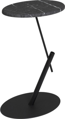 Приставной столик Мебелик МеталлАрт М015 овальный (черный мрамор/черный) - 