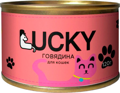 Влажный корм для кошек LUCKY С говядиной / TUZ939 (130г) - 