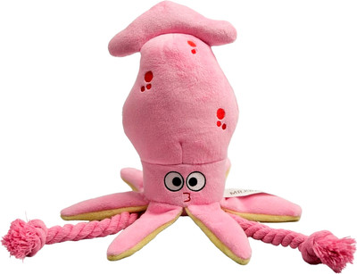 Игрушка для собак Mr. Kranch Кальмар с канатиками и пищалкой / MKR178254 (розовый) - 