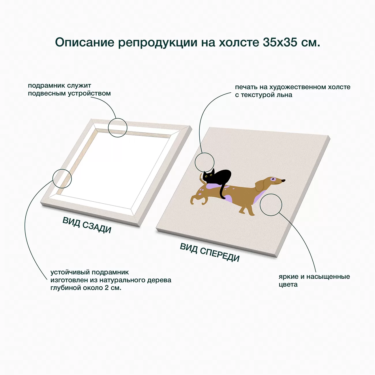Картина Stamprint Такса 2 / CD009 (35х35см) — фото 5