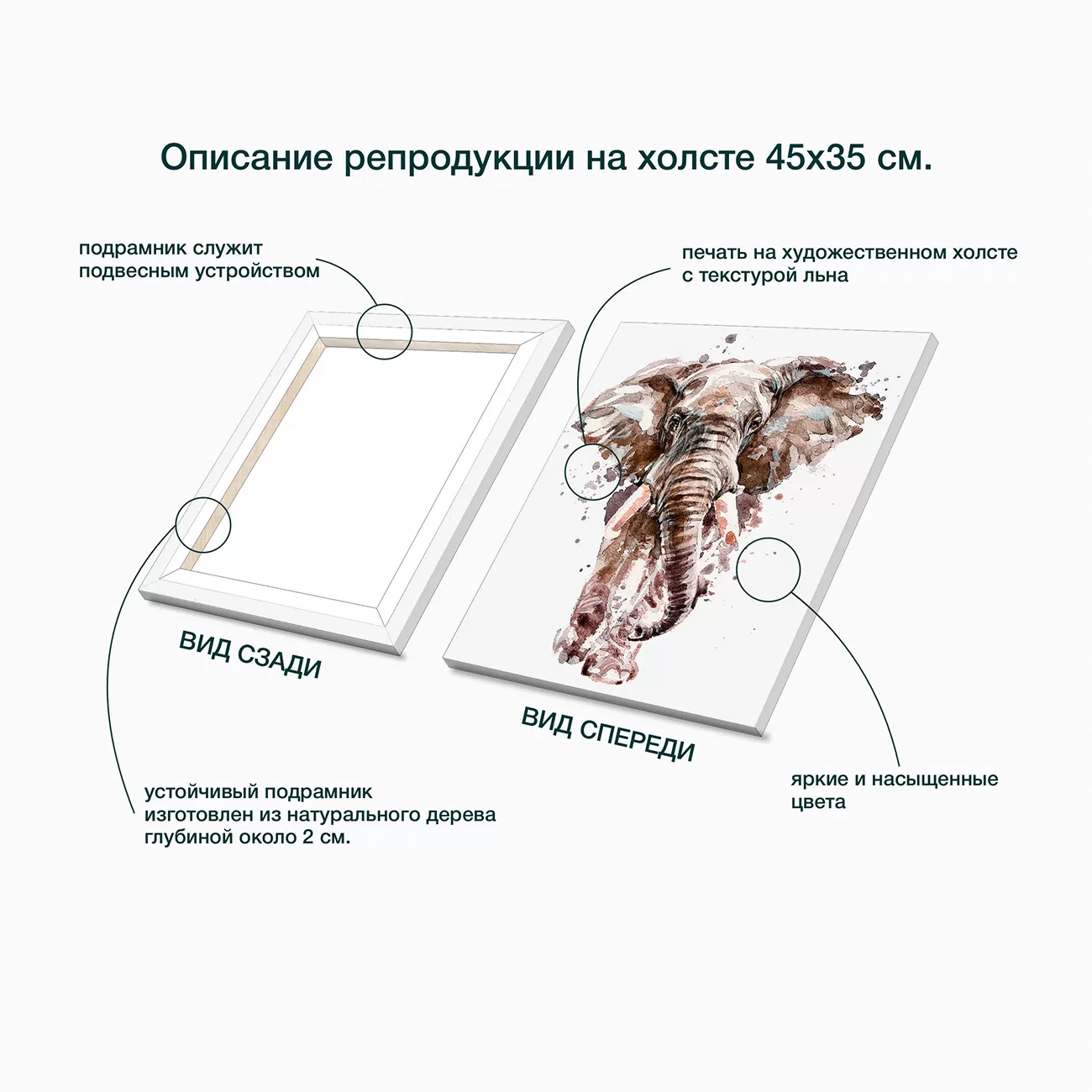 Картина Stamprint Слон / CD010 (45х35см) — фото 5