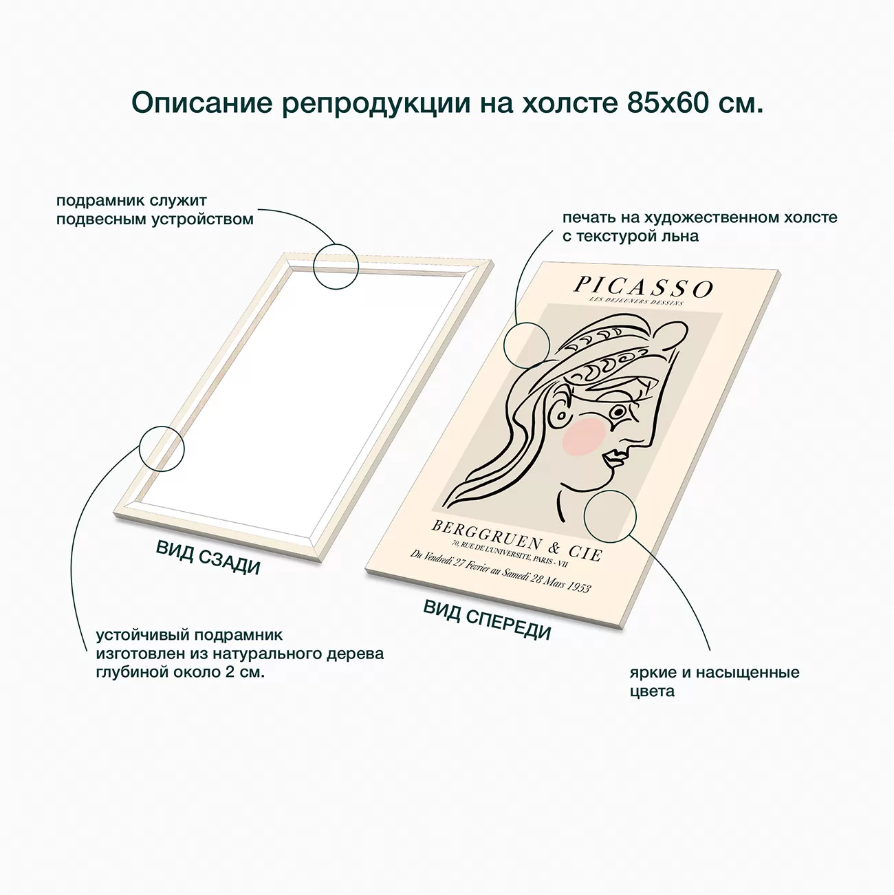 Картина Stamprint Девушка Пикассо / АТ055 (85х60см) — фото 5