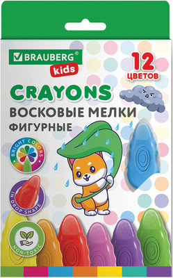 Восковые мелки Brauberg Kids. Капельки / 273094 (12цв) -