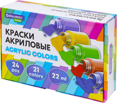 Акриловые краски Brauberg Hobby / 192412 (21цв) -