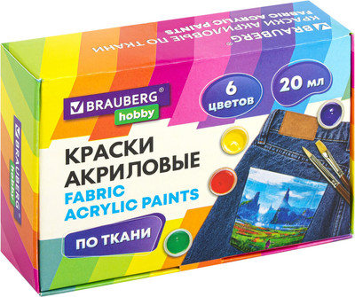 Акриловые краски Brauberg Hobby / 192441 (6цв) -