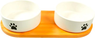 Набор мисок для животных Mr. Kranch Bamboo / MKR543745 (белый) - 