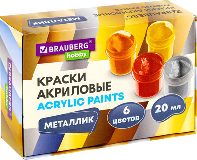 Акриловые краски Brauberg Hobby / 192437 (6цв) -