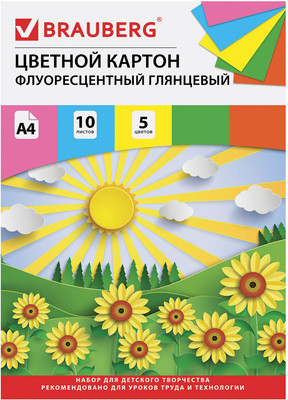 Набор цветного картона Brauberg Лето / 129918 (5цв) - 