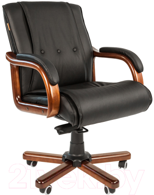 Кресло офисное Chairman 653M (черная кожа)