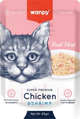 

Влажный корм для кошек, Cat Кусочки курицы и креветки