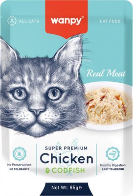 Влажный корм для кошек Wanpy Cat Курица и треска (85г) - 