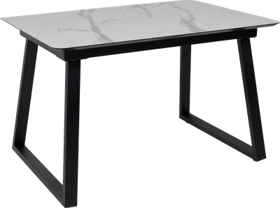 Обеденный стол LEPREMO AV 1208 HPL+МДФ раздвижной 1200-1600x800 (мрамор белый/черный) - 