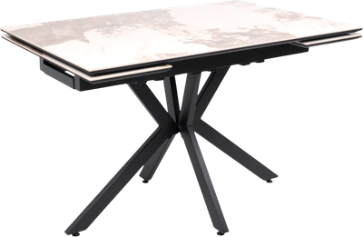 Обеденный стол LEPREMO AV 2111 МДФ+керамика раздвижной 1200-1800x800 (белый глянцевый Pandora/черный) -