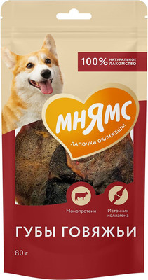 Лакомство для собак Мнямс Губы говяжьи / 547194 (80г) -