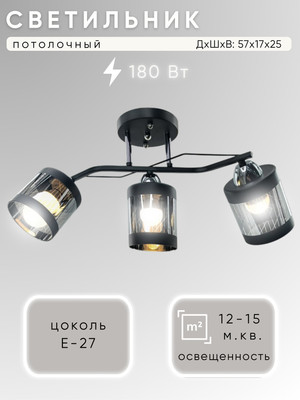 Люстра Aitin-Pro НПБ 02-3x60-101 / 9096/3 (черный/хром) - 