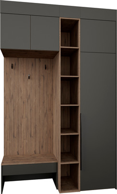 Секция в прихожую Рэйгрупп Рэй P274-B2-WKW В2 (дуб веллингтон/кобальт) - 