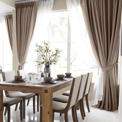 Комплект штор Волшебная ночь Рогожка 200x270см 2 подхвата / 757480 (2шт, какао) - 