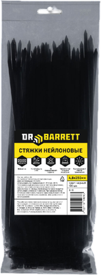 Стяжка для кабеля Dr. Barrett Нейлоновая 4.8х250мм (100шт, черный) - 