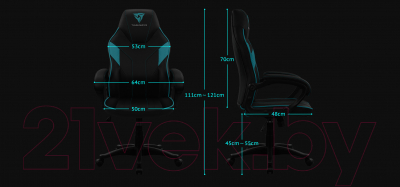 Кресло геймерское ThunderX3 EC1 Air (черный/голубой)