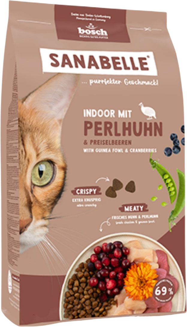 Сухой корм для кошек Bosch Petfood Sanabelle Indoor mit Perlhuhn&Preiselbeeren (400г)
