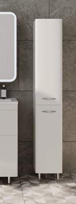Шкаф-пенал для ванной Symbolite Каре 30 L Line Plus с корзиной (белый) - 