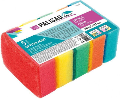 Набор губок для мытья посуды Palisad Home 98x65x31мм / 923535 (5шт) -