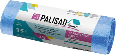 Пакеты для мусора Palisad Home 35л / 927155 (15шт, синий) - 