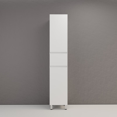 Шкаф-пенал для ванной Symbolite Лима 36 Plus 1 ящик 2 створки (напольный, белый матовый) - 