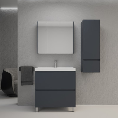 Тумба под умывальник Symbolite Манхэттен 80 Plus 2 ящика (графит) -