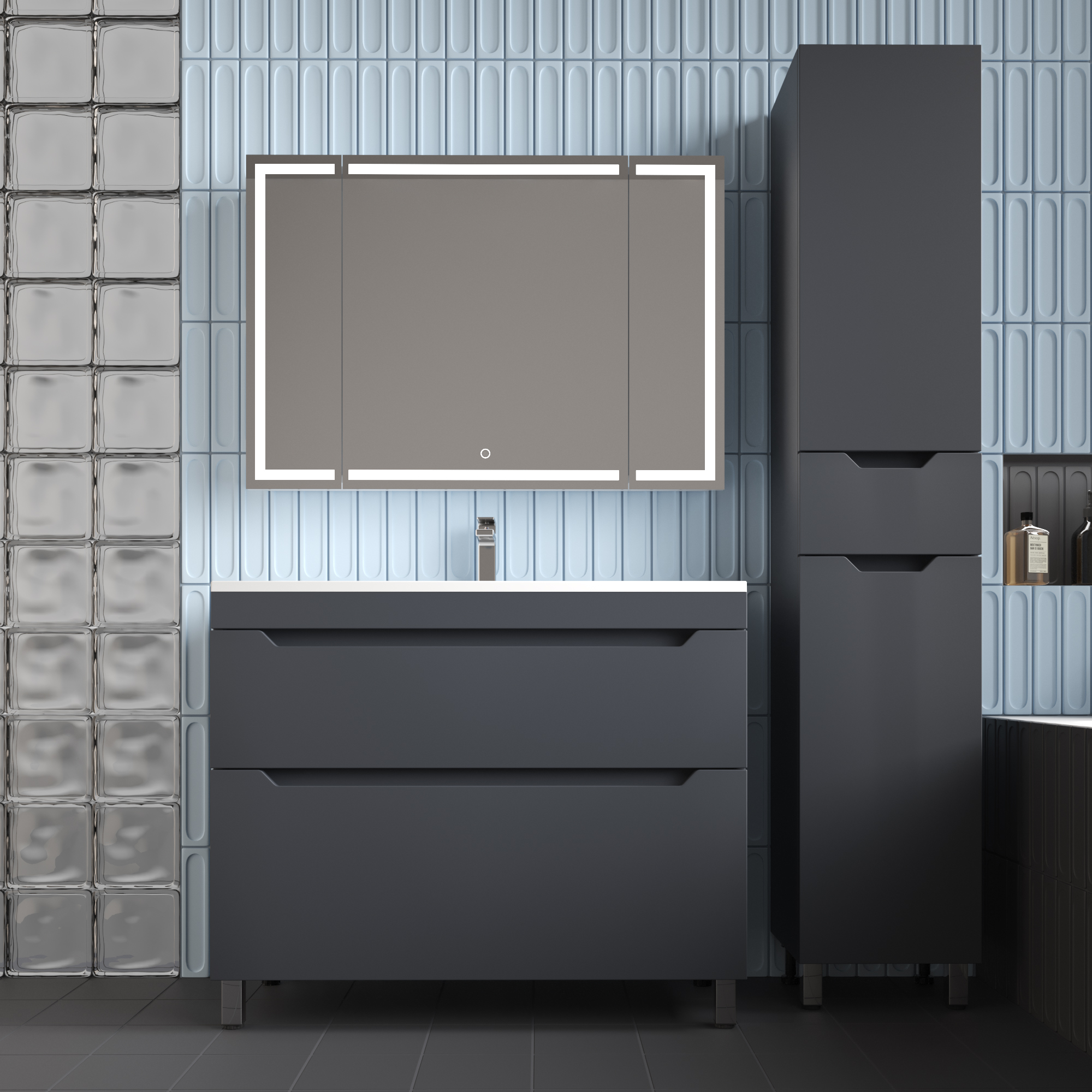Тумба под умывальник Symbolite Остин 100 Plus 2 ящика (графит)