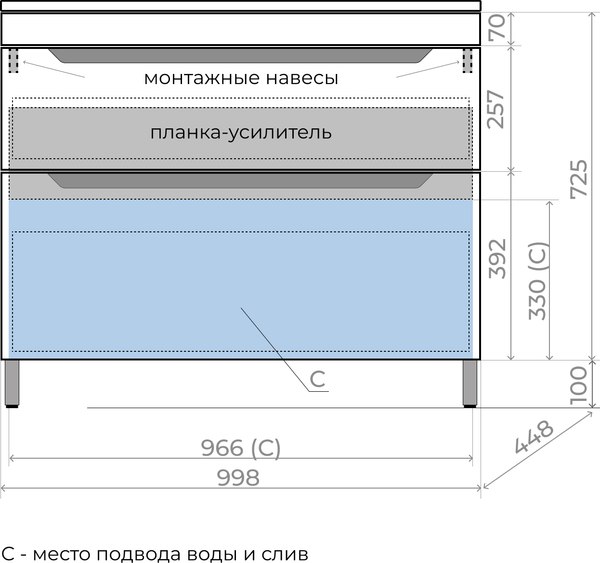 Купить Тумба под умывальник Symbolite Остин 100 Plus 2 ящика в Гродно
