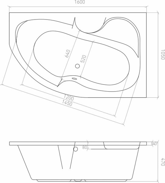 Купить Ванна акриловая Bonito Home Arizona 160x105 R / BH-AR-102-160P/Su+BH-AR-160P в Бресте
